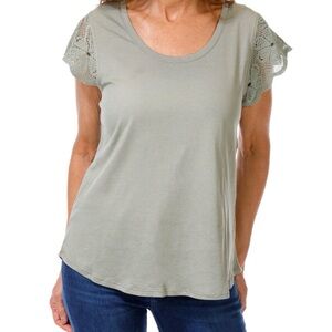 C&C California Lace Sleeve Tee - Light Green
